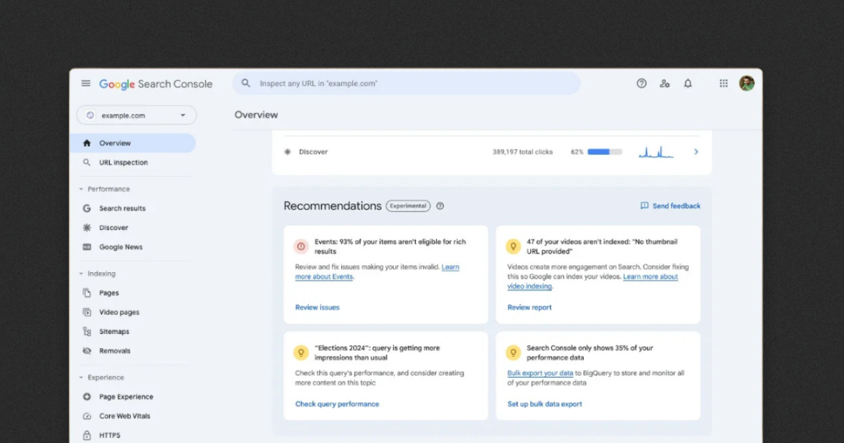 Google запустив новий розділ рекомендацій у Search Console