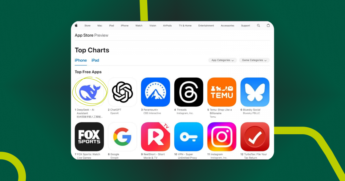 Китайський чатбот DeepSeek обійшов ChatGPT у популярності на App Store США