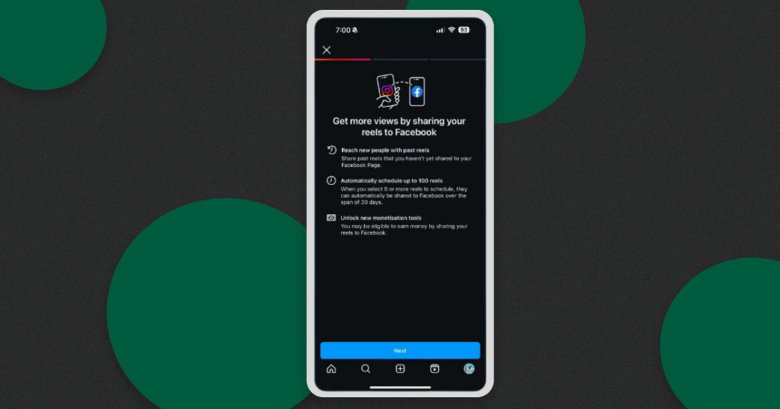 Instagram дозволяє публікувати попередні Reels на Facebook