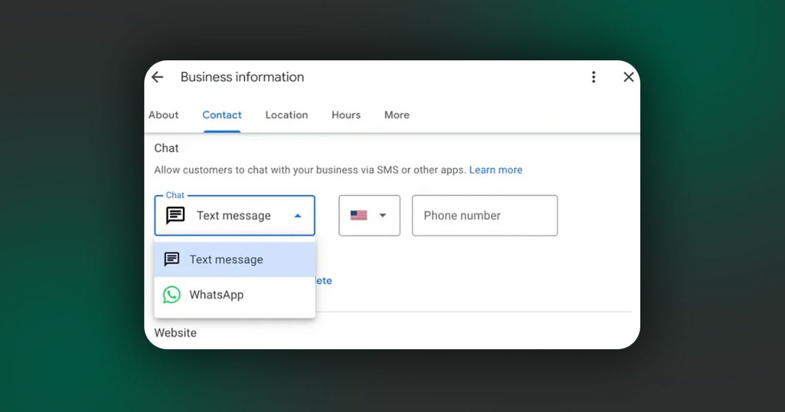 Фото: У Google Business Profile зʼявилася підтримка WhatsApp і SMS для зв’язку з клієнтами