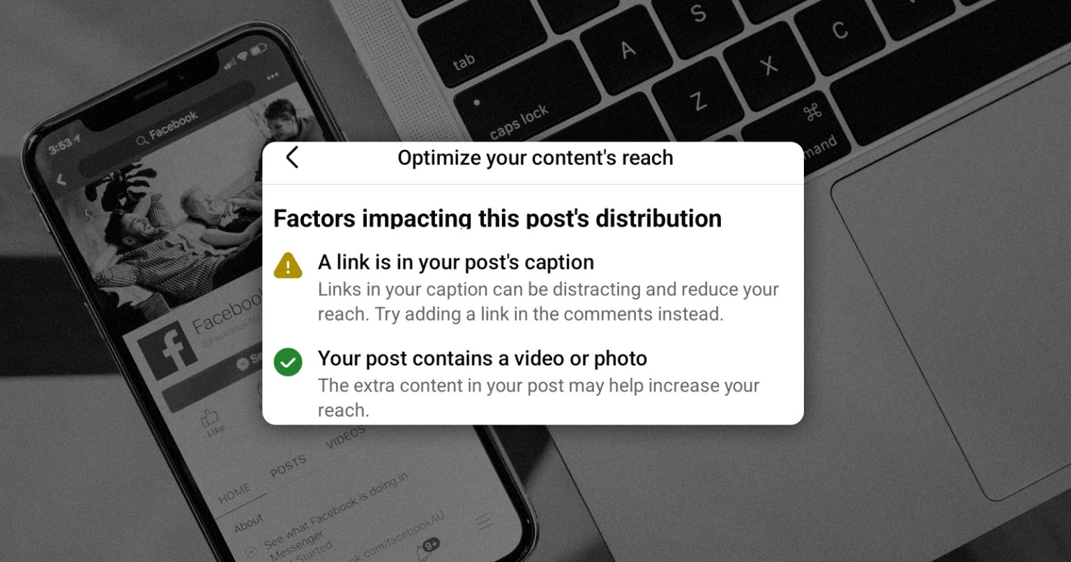 Meta рекомендує вставляти посилання в коментар, а не в сам допис Facebook