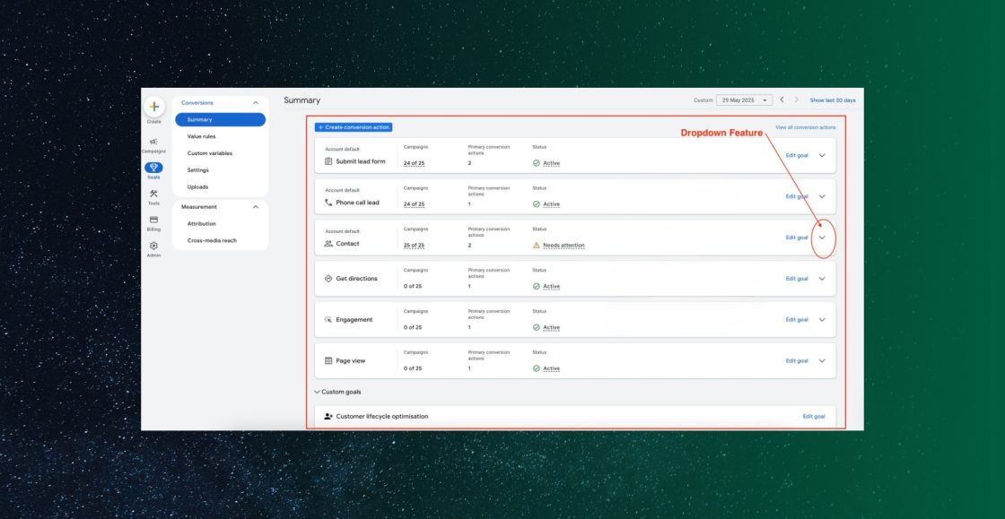 Google Ads тестує оновлений інтерфейс для цілей конверсій