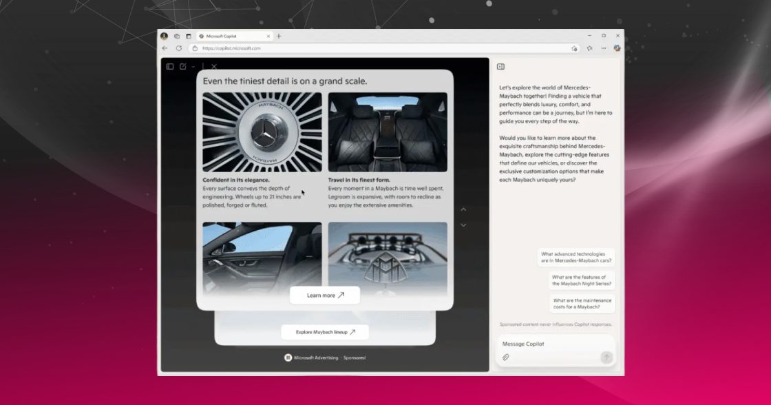 Microsoft запускає Showroom Ads — інтерактивну рекламу всередині Copilot