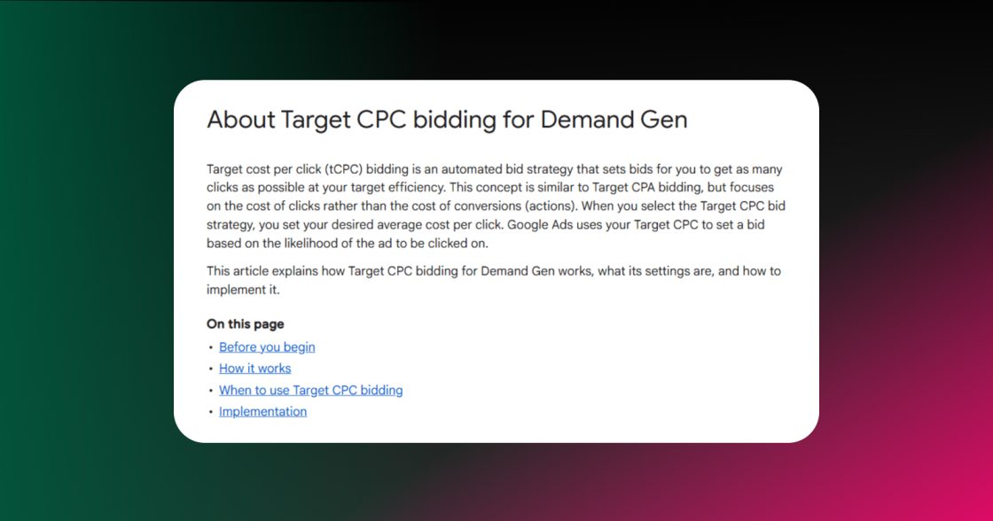 Google запускає стратегію Target CPC для кампаній Demand Gen