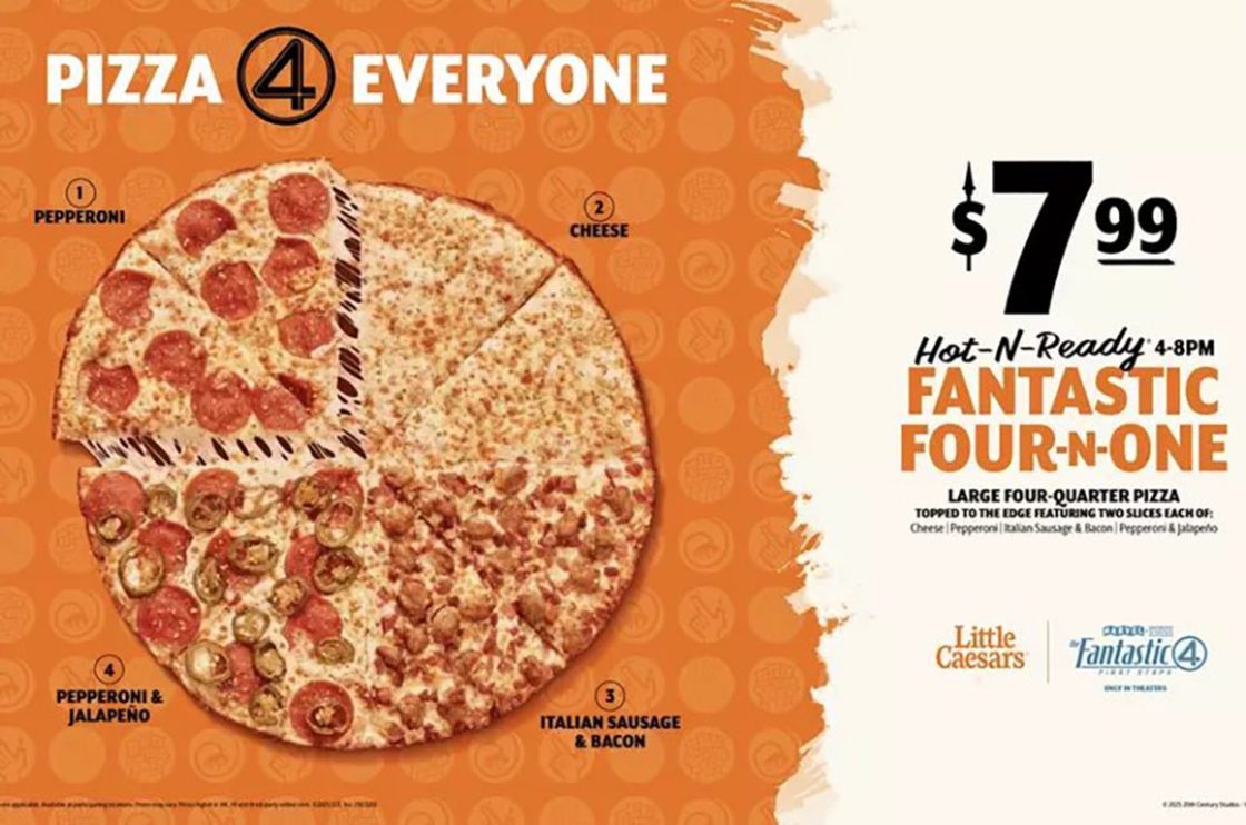 Фото: Американська мережа піцерій Little Caesars створила промопіцу до виходу нового фільму «Фантастична четвірка»