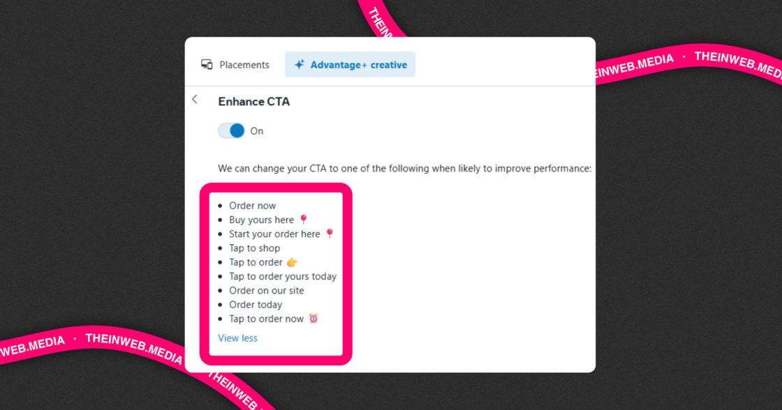Meta Ads додала приклади текстів для кнопок CTA у функції Enhance CTA