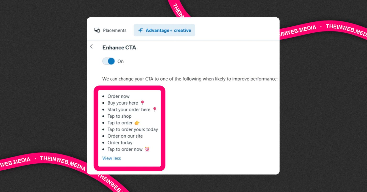 Meta Ads додала приклади текстів для кнопок CTA у функції Enhance CTA
