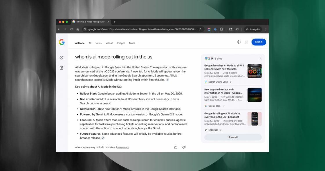 AI Mode в Google Search став доступним у США та невдовзі з’явиться в інших країнах