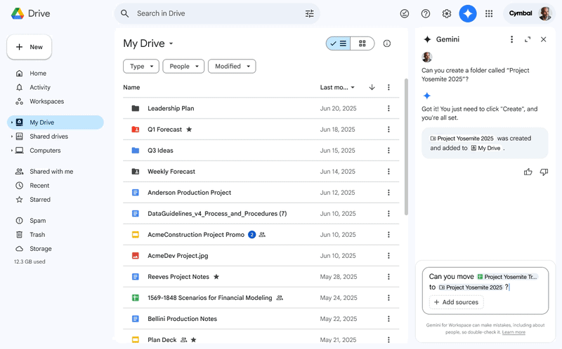 Gemini в Google Drive тепер дозволяє керувати файлами голосом — підтримується до п'яти дій за раз