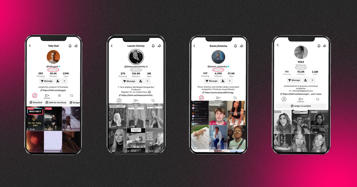 TikTok тестує позначку та окрему вкладку для авторів пісень у профілі