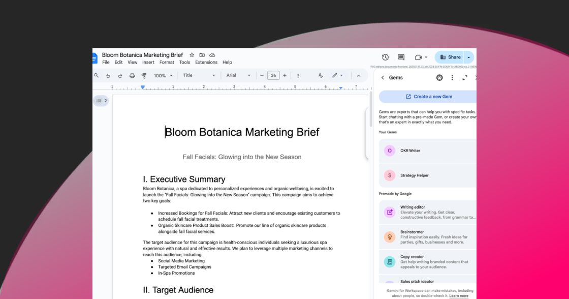 Користувачі Google Workspace отримали доступ до кастомізованих чатботів Gemini в Gmail, Docs і Sheets