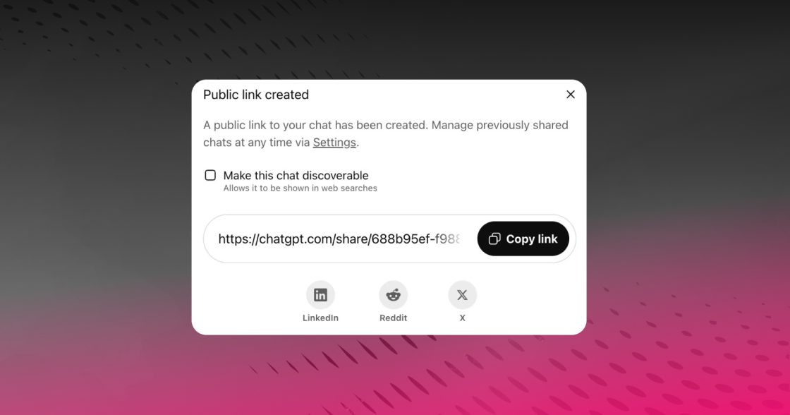 OpenAI прибрала функцію, через яку в Google зʼявлялися приватні діалоги ChatGPT