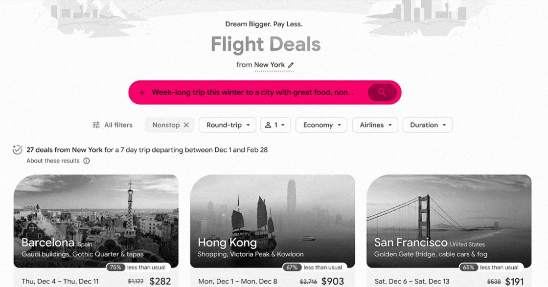 Google запустила Flight Deals — інструмент з ШІ для пошуку дешевих авіаквитків