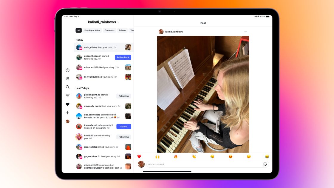 Фото: Instagram запустив офіційний застосунок для iPad з головним фокусом на Reels