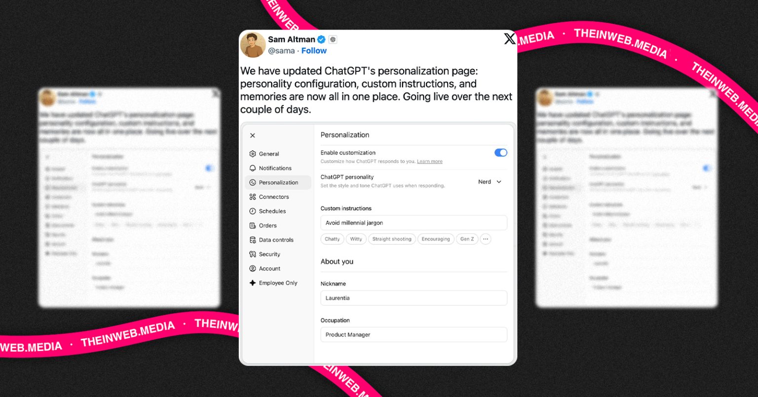 OpenAI анонсувала оновлення персоналізації ChatGPT — усі налаштування в одному місці