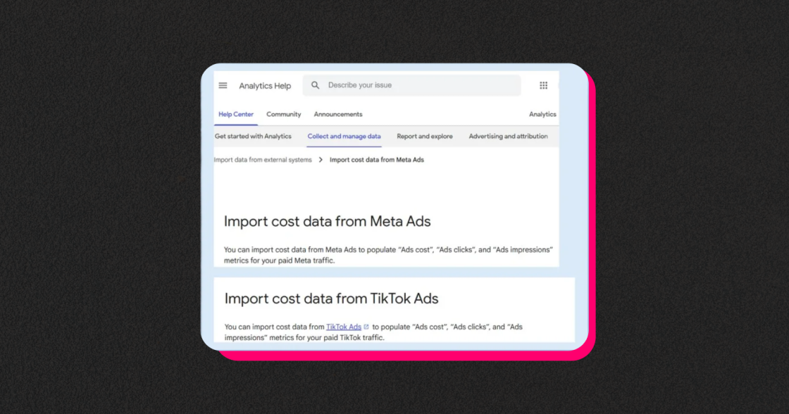 Google додала в Analytics функцію імпорту даних з Meta Ads і TikTok Ads для кращого аналізу реклами