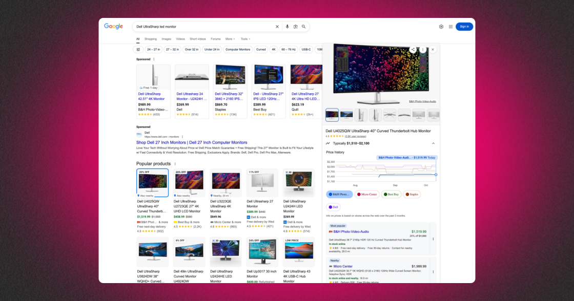 Google Search додала графік змін цін для кожного ритейлера