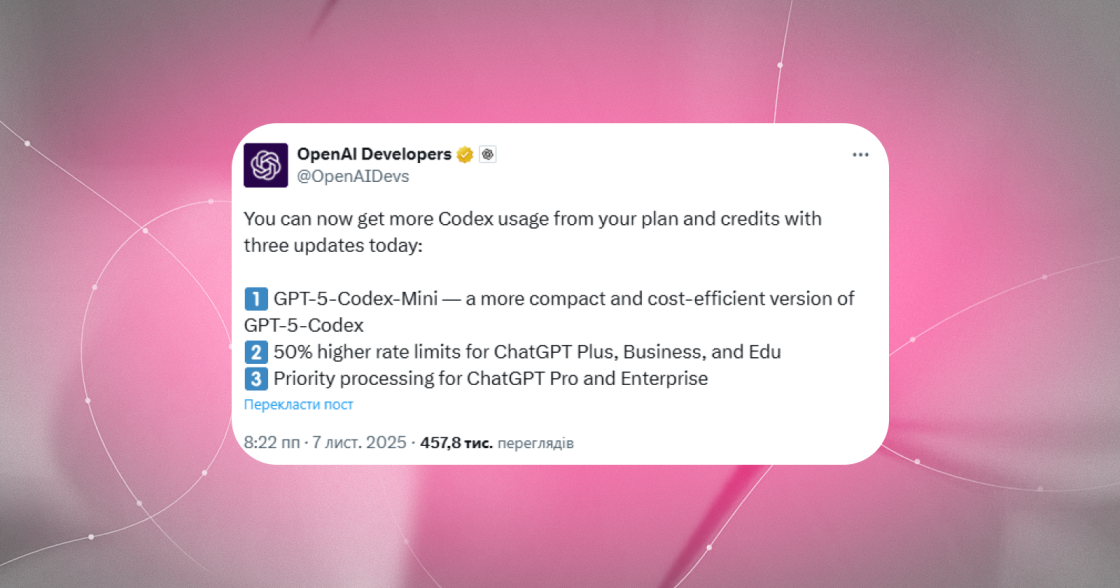 OpenAI анонсувала GPT-5-Codex-Mini — компактну модель для програмування 