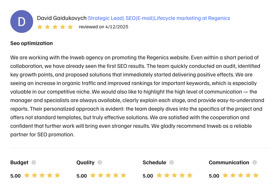 Відгук про співпрацю з Inweb