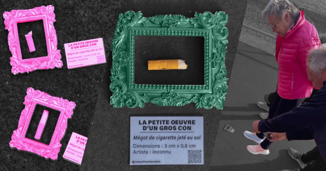 У Ніцці стрит-артист TOOLATE відкрив вуличну виставку з недопалків, щоб привернути увагу до проблеми забруднення міста