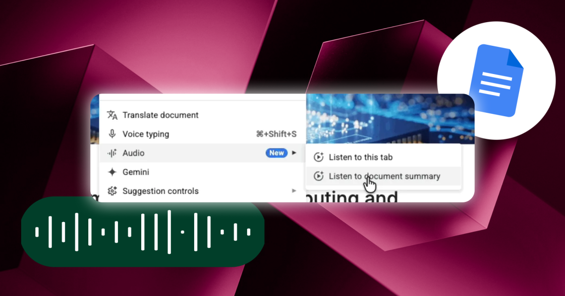 Google Docs отримав AI-аудіопідсумки документів на базі Gemini