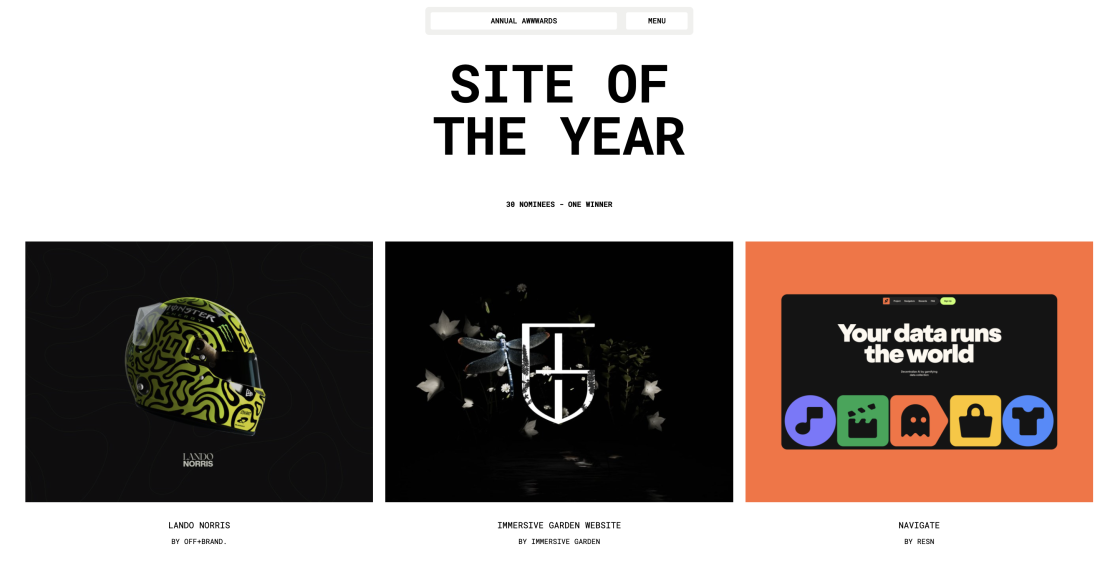 Сайт пілота F1 Ландо Норріса отримав звання Site of the Year на Awwwards