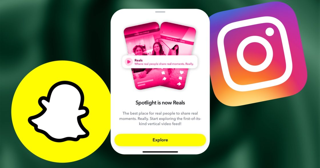 Snapchat на перше квітня жартома перейменував стрічку Spotlight на Reals, ймовірно як іронію над Instagram