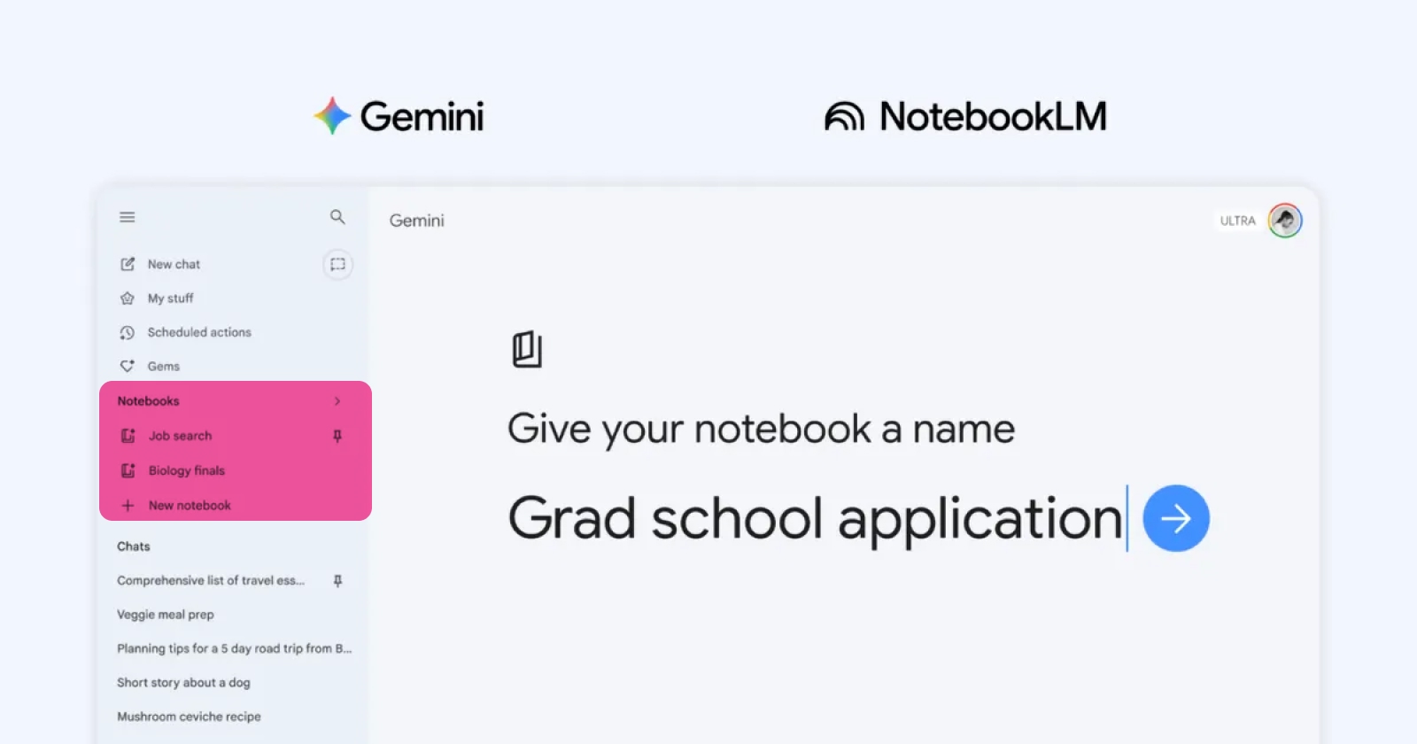 Google додала в Gemini функцію notebooks для збереження файлів і чатів у одному просторі