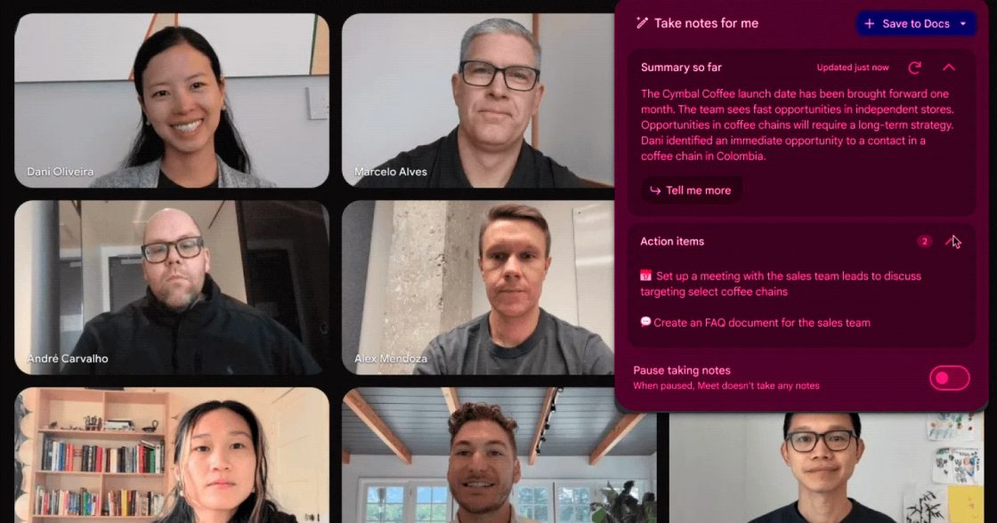 Google Meet почав створювати нотатки для офлайн-зустрічей і дзвінків у Zoom та Teams