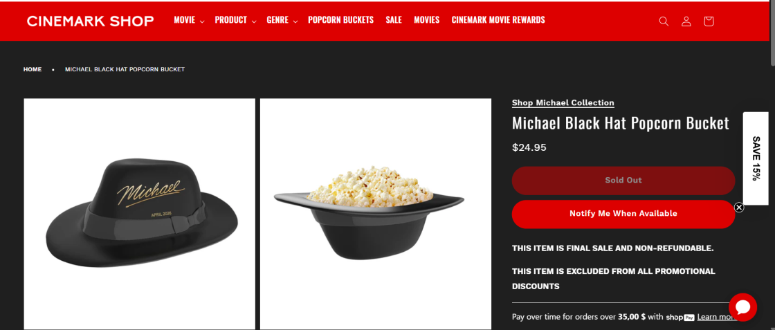 Фото: Американські кінотеатри випустили колекційний мерч до прем’єри фільму про Майкла Джексона