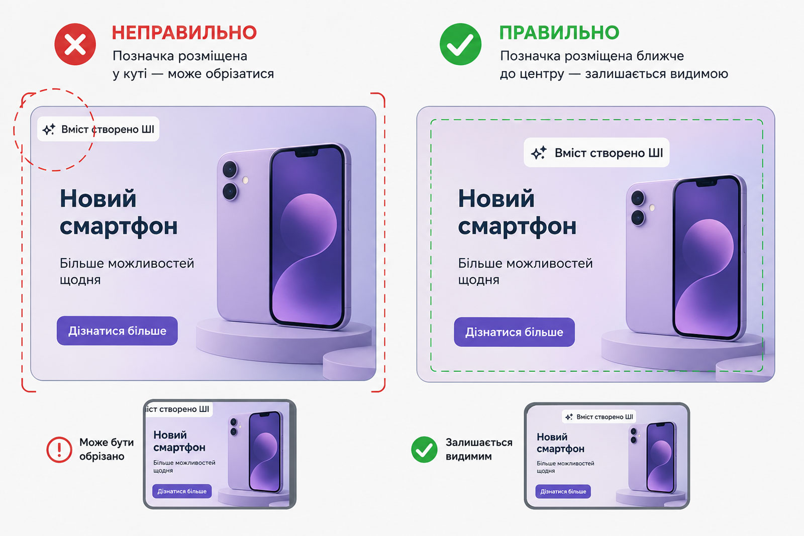 Google радить не розміщувати позначки про ШІ у кутах рекламних креативів