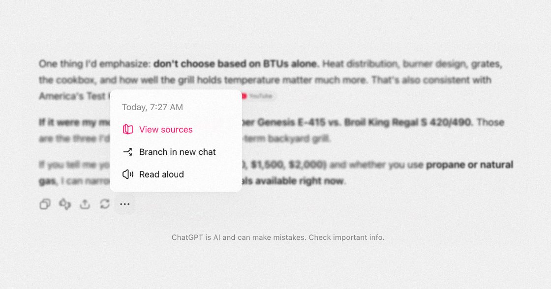 OpenAI тестує перенесення джерел у додаткове меню ChatGPT