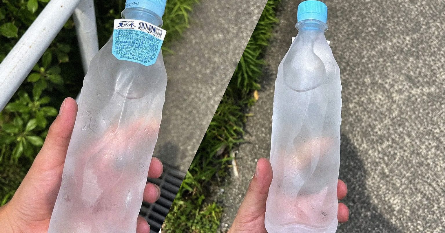 Suntory замінила звичайну етикетку на маленьку наліпку, щоб скоротити використання пластику