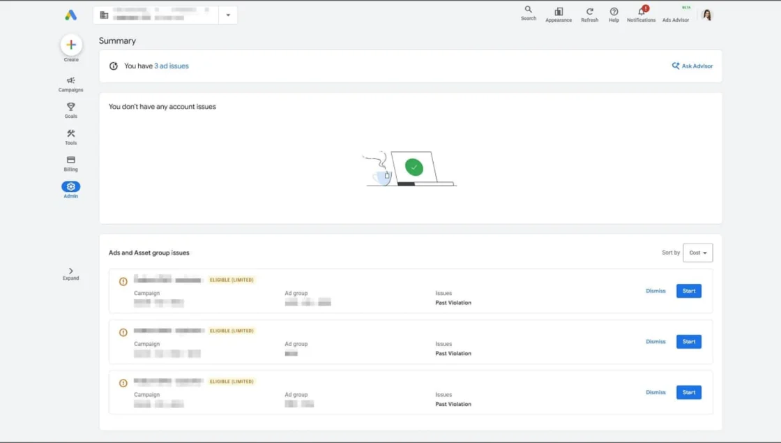 Google Ads додала нову панель для відстеження порушень рекламних правил