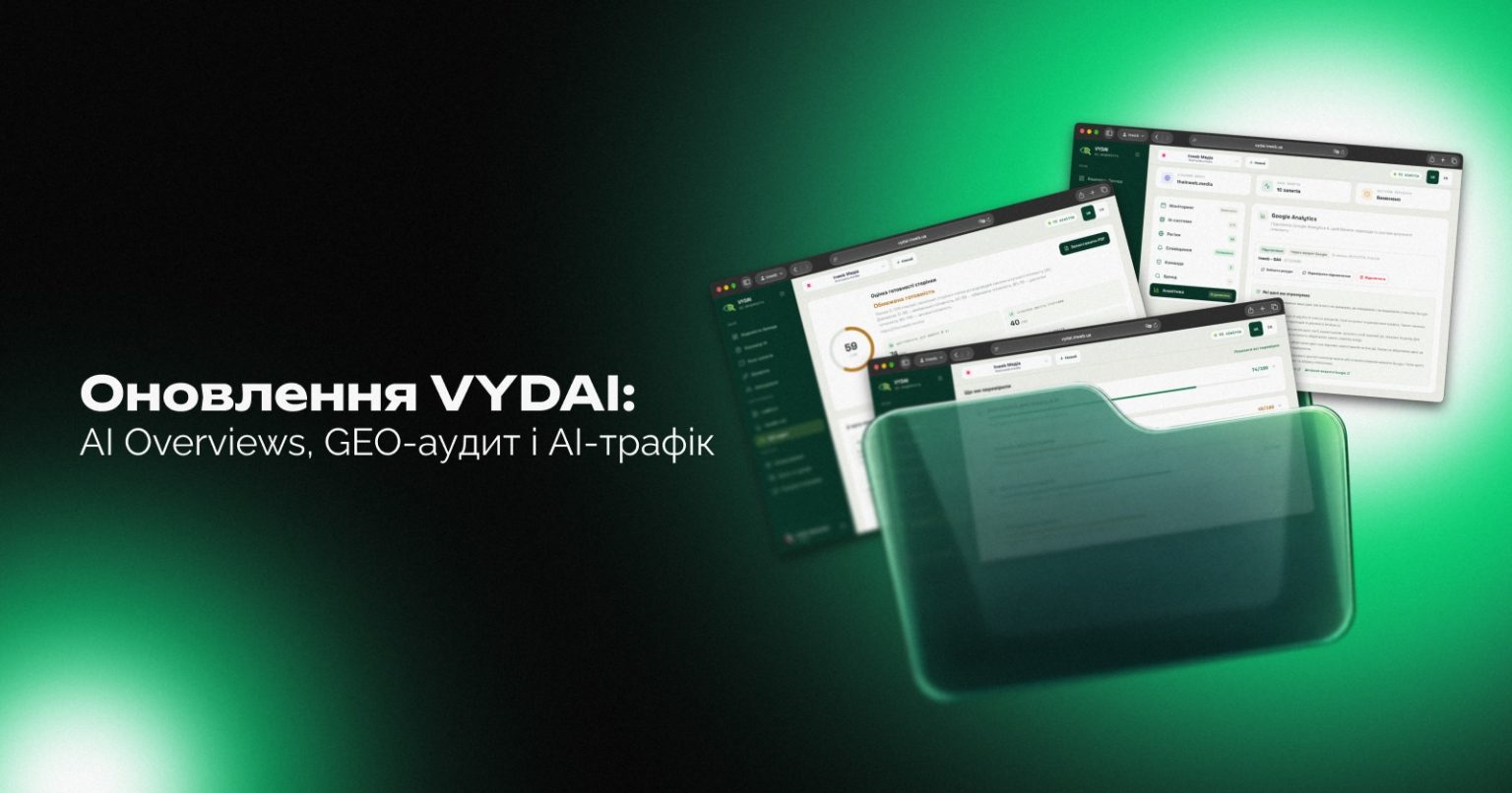 У сервісі VYDAI зʼявилися перевірка видимості брендів у Google AI Overviews і AI Mode та GEO-аудит сайтів